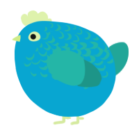 A cerulean and turquoise chicken with a half-lace pattern