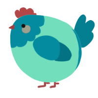 A mint and sea chicken with a head pattern