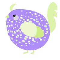 A lilac and apple chicken with a speckle pattern