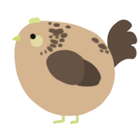 A beige and bark chicken with a neck-speckle pattern