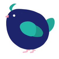 A navy and turquoise chicken