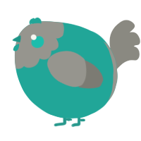 A turquoise and ash chicken with a head pattern