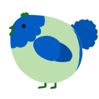 A gluppy and ultramarine chicken with a head pattern