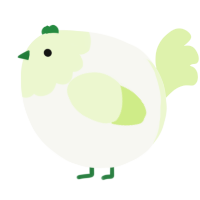 A white and apple chicken with a head pattern