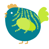 A sea and lime chicken with a half-bar pattern