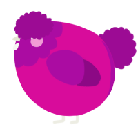 A fuchsia and plum chicken with a head pattern