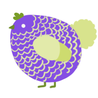 A blurple and lemon chicken with a lace pattern