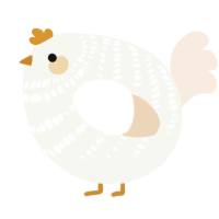 A white and cream chicken with a bar pattern