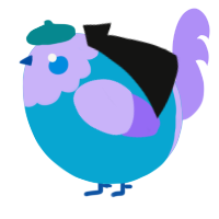A cerulean and lilac chicken with a head pattern