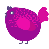 A plum and fuchsia chicken with a half-lace pattern