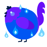 A ultramarine and violet chicken with a head pattern