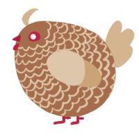 A brown and beige chicken with a lace pattern