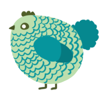 A gluppy and teal chicken with a lace pattern