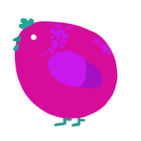 A fuchsia and amethyst chicken with a neck-speckle pattern