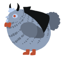 A spring and ochre chicken with a bar pattern
