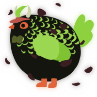 A black and grass chicken with a half-lace pattern