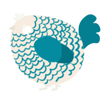 A cream and sea chicken with a lace pattern