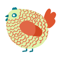 A apple and vermilion chicken with a lace pattern