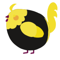 A sable and yellow chicken with a head pattern