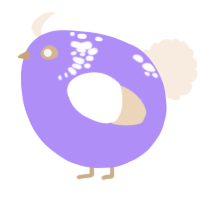 A lilac and cream chicken with a neck-speckle pattern