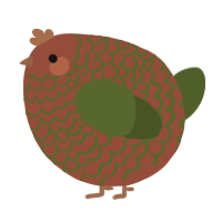 A russet and olive chicken with a lace pattern