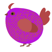 A amethyst and red chicken with a double-lace pattern