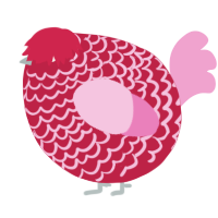 A crimson and pink chicken with a lace pattern