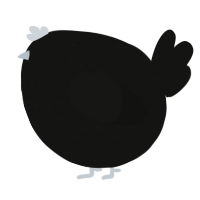 A black chicken with a speckle pattern