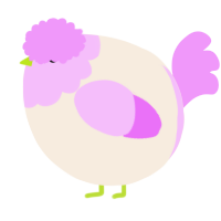 A cream and lavender chicken with a head pattern