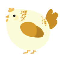 A white and ochre chicken with a neck-band pattern