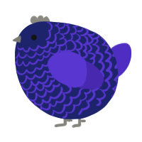 A navy and indigo chicken with a lace pattern