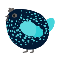 A tumblr and aqua chicken with a speckle pattern
