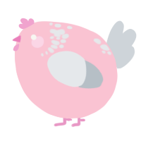A rose and mist chicken with a neck-speckle pattern