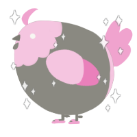 A ash and pink chicken with a head pattern