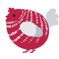 A crimson and mist chicken with a bar pattern