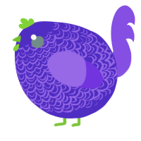 A indigo and blurple chicken with a double-lace pattern