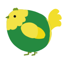 A viridian and yellow chicken with a head pattern