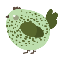 A gluppy and olive chicken with a speckle pattern
