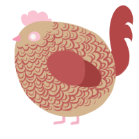 A beige and red chicken with a double-lace pattern
