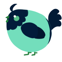 A mint and tumblr chicken with a head pattern