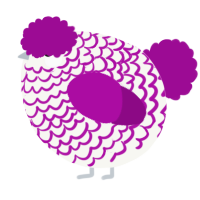 A white and plum chicken with a lace pattern