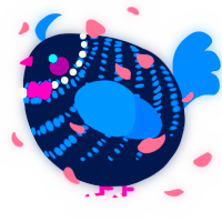 A tumblr and sapphire chicken with a bar pattern