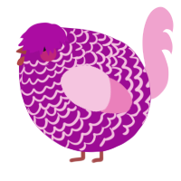 A plum and pink chicken with a lace pattern