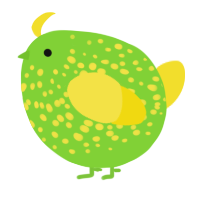 A grass and yellow chicken with a speckle pattern