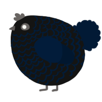 A black and tumblr chicken with a lace pattern