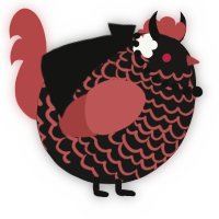 A sable and red chicken with a lace pattern