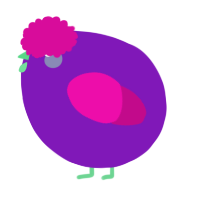 A violet and fuchsia chicken