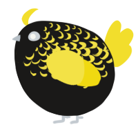 A sable and yellow chicken with a half-lace pattern