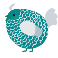 A teal and mist chicken with a lace pattern