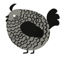 A ash and black chicken with a lace pattern
